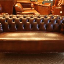 Stuffover Seat Buttoned Back Antique Leather Chesterfield